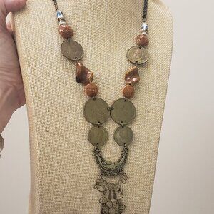 Peruvian coin necklace, vintage, artisan Peruvian coin vintage handmade necklace